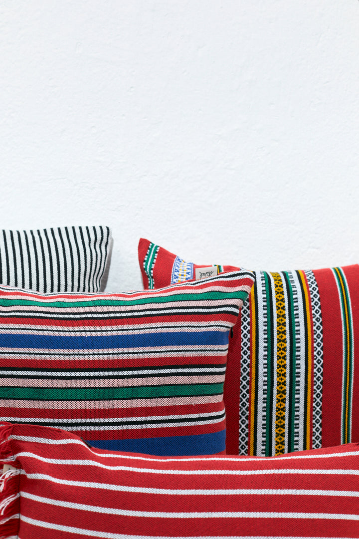 Funda cojín rayas granada rojo 30cmx45cm