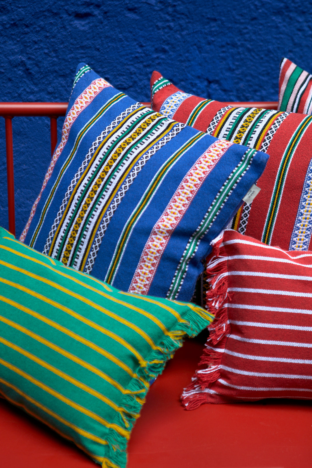 Funda cojín rayas granada rojo 30cmx45cm