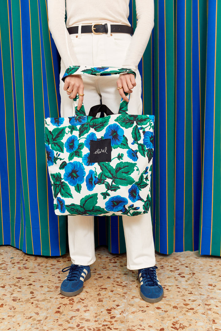 Bolso tote lona toldo flores