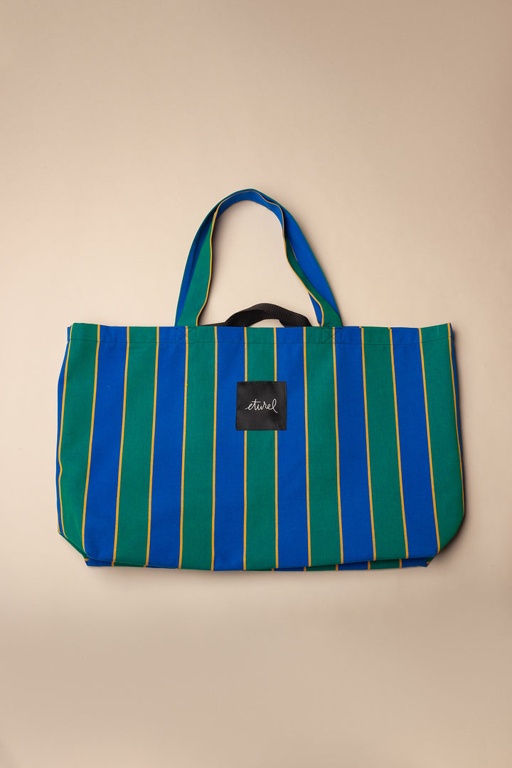 Bolso shopper maxi lona toldo rayas