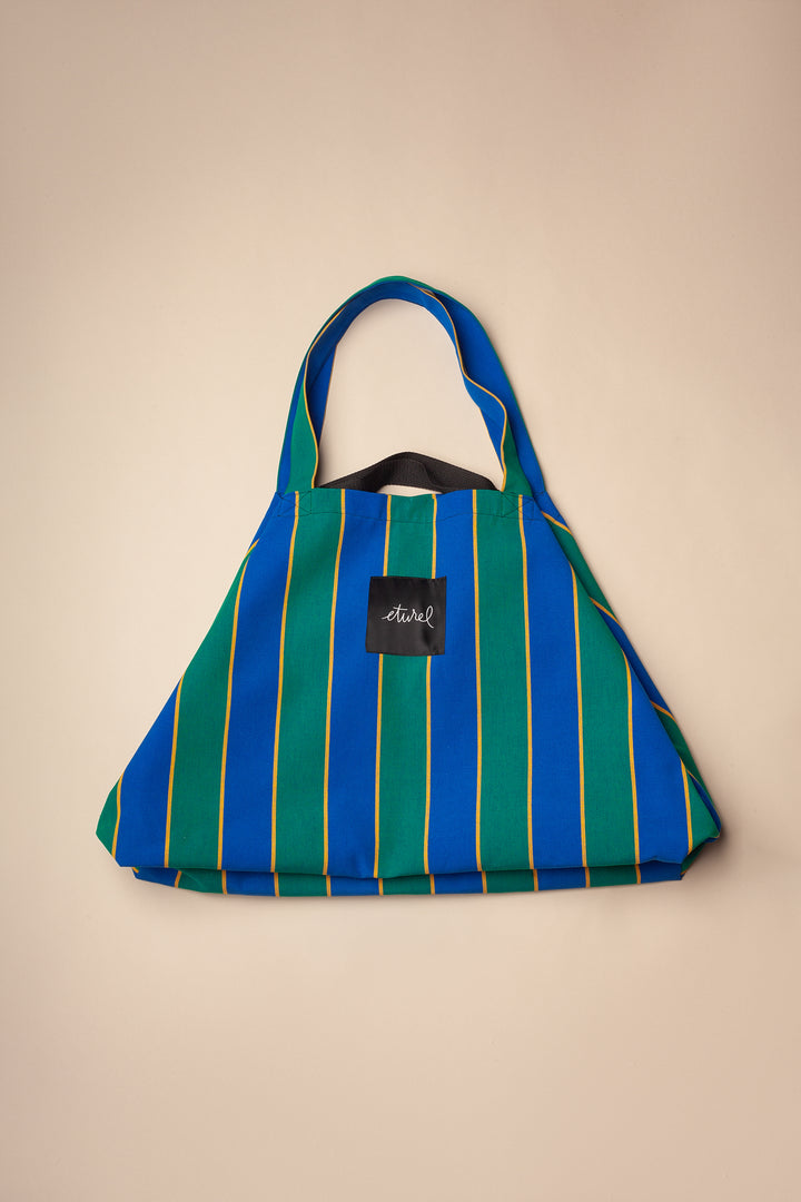 Bolso shopper maxi lona toldo rayas