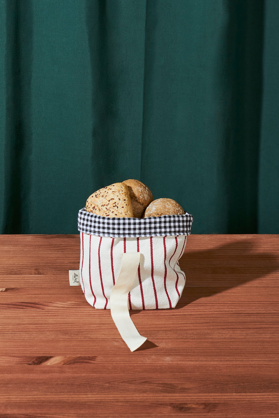 Panera pequeña loneta granate y crudo