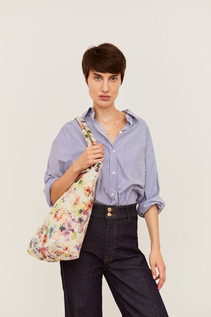 Tote Bag tejido jacquard flores amapolas