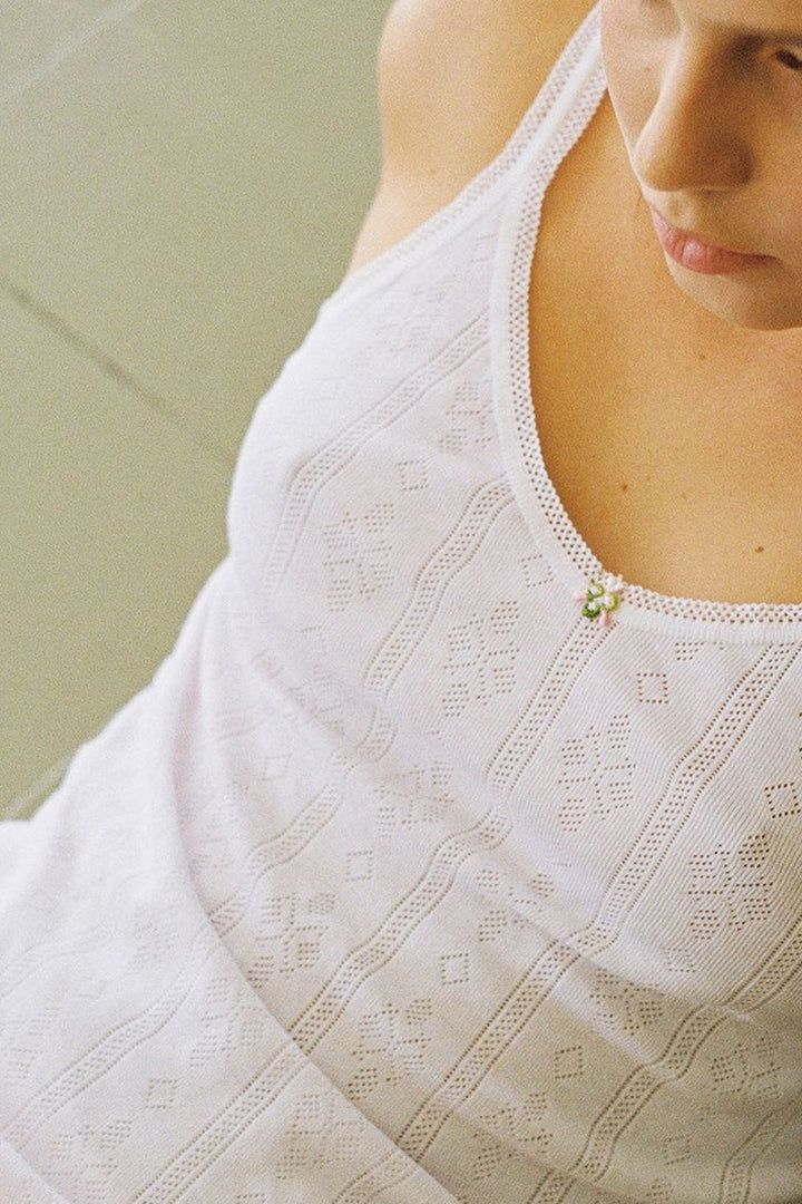 Camiseta tirantes de algodón jacquard