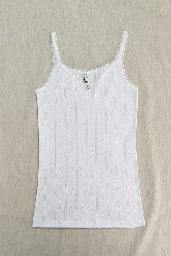 Camiseta tirantes de algodón jacquard