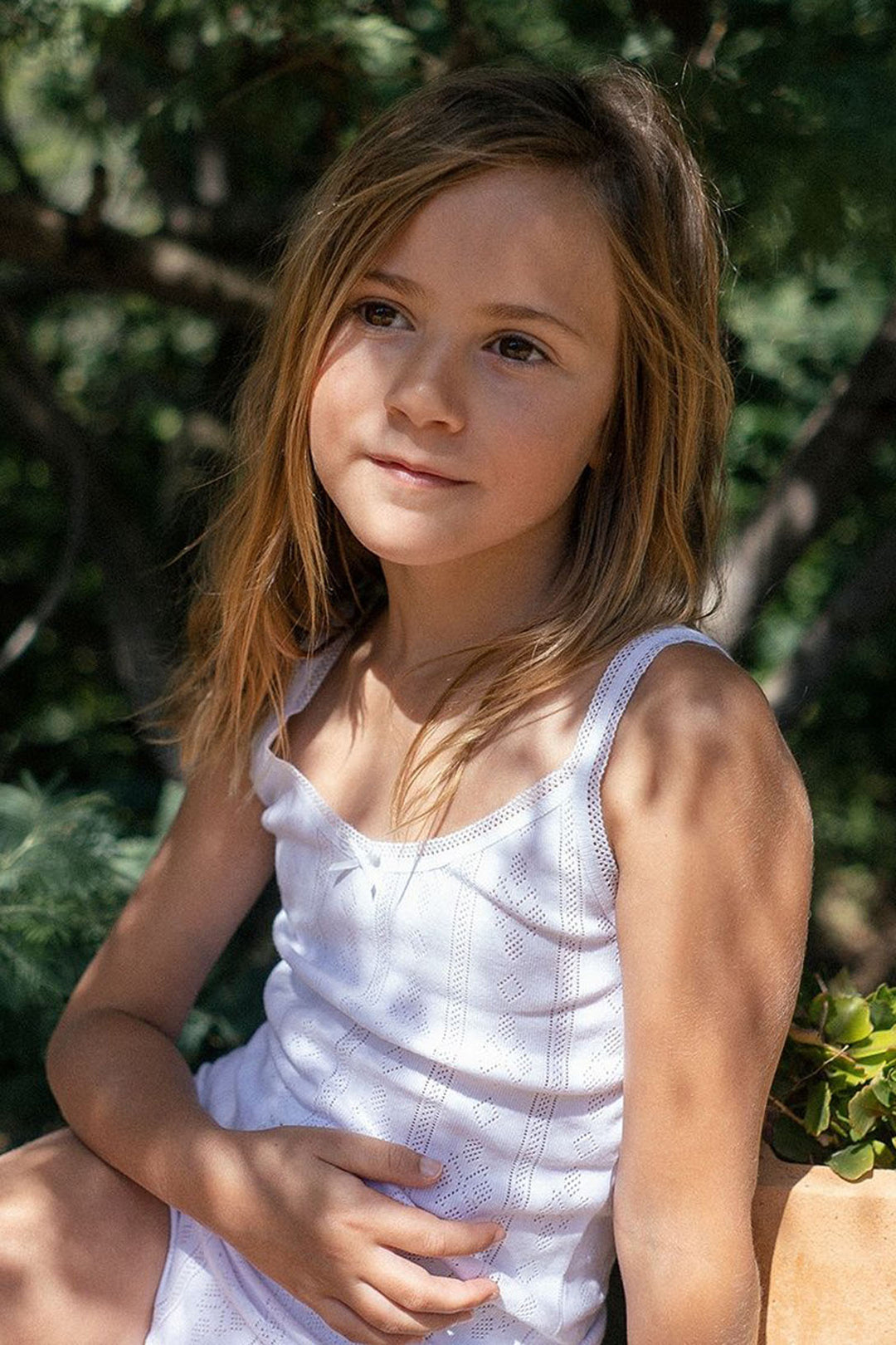 Camiseta niña de algodón jacquard