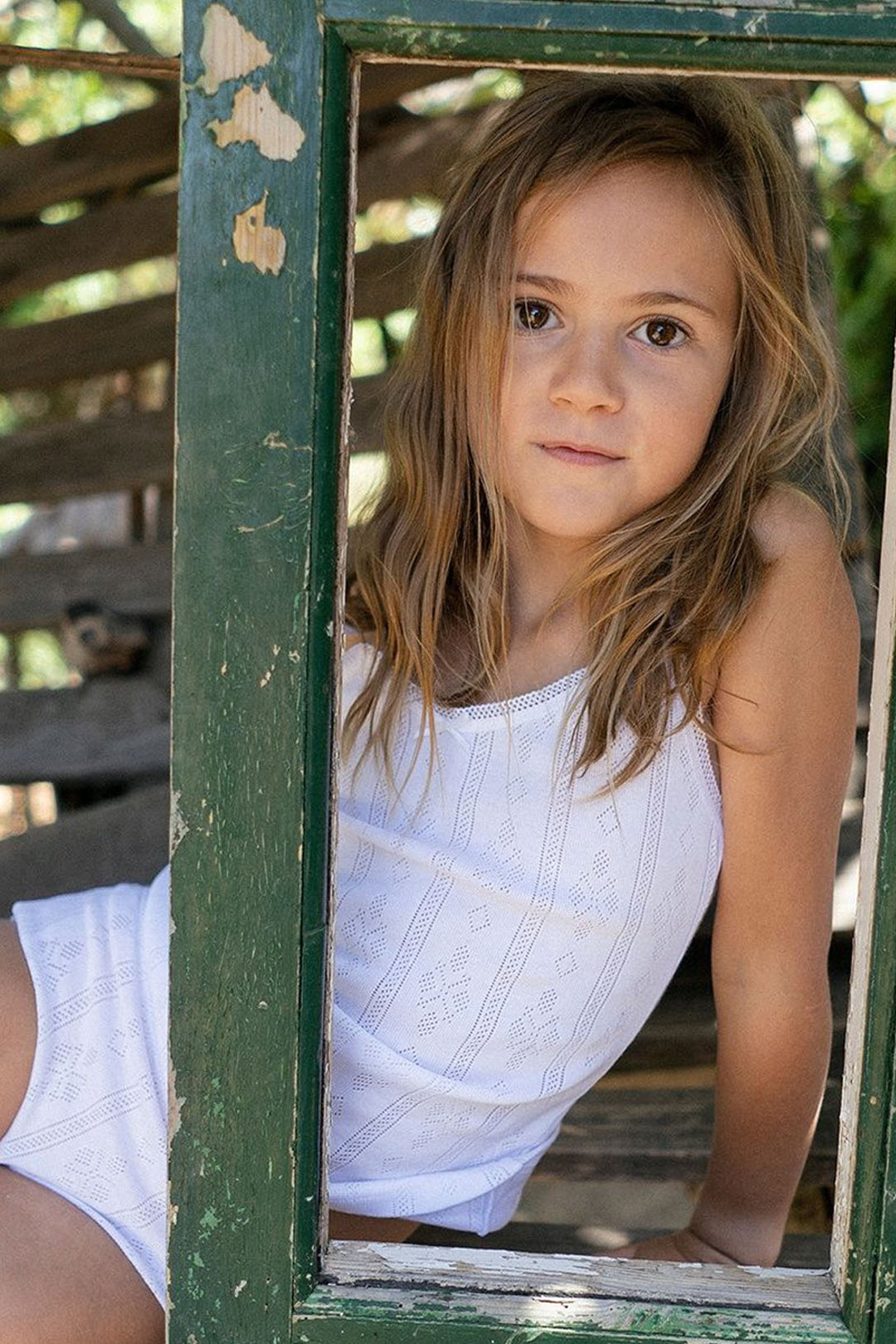 Camiseta niña de algodón jacquard