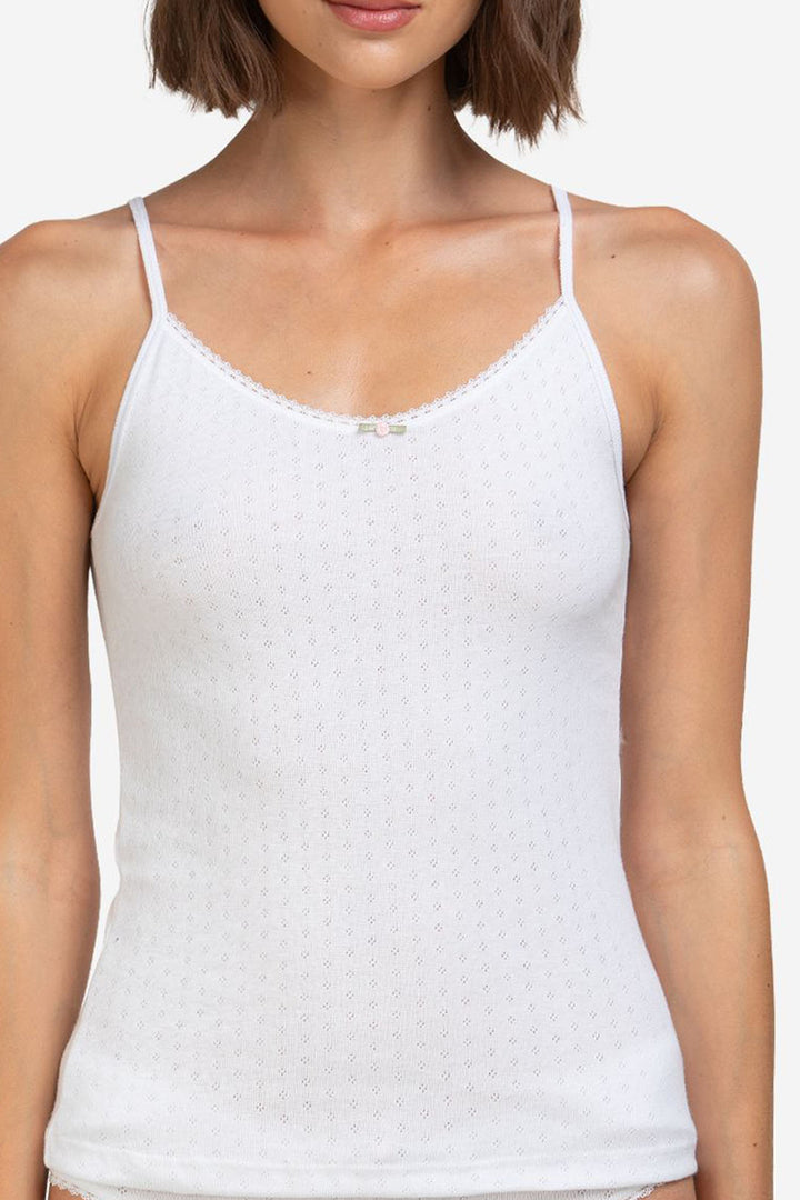 Camiseta tirantes de algodón pointelle