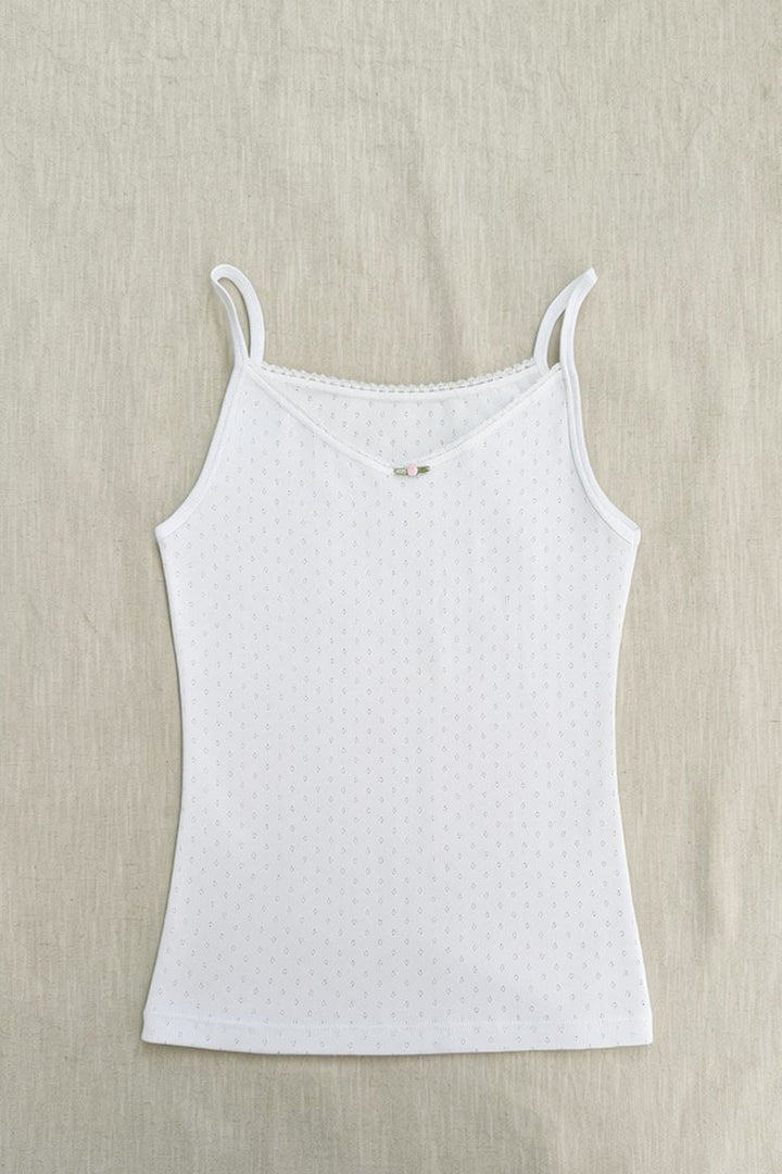 Camiseta tirantes de algodón pointelle