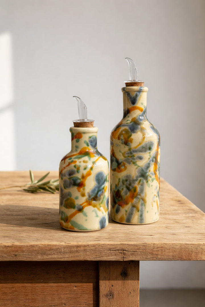 Aceiteras salpicado azul