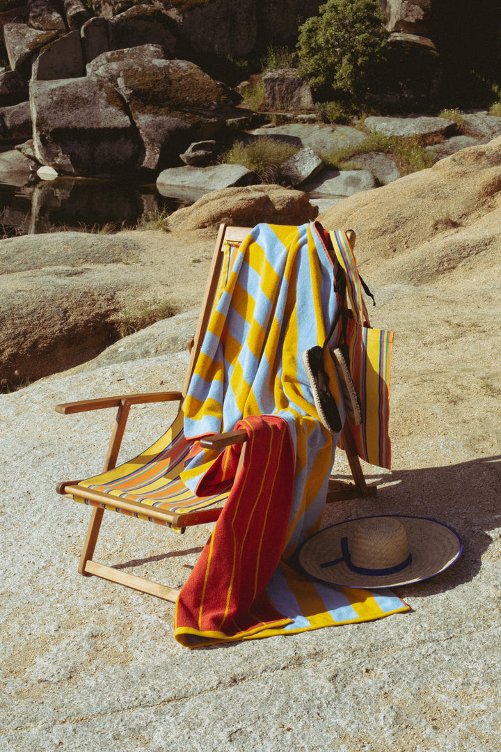 Toalla playa reversible amarillo y celeste