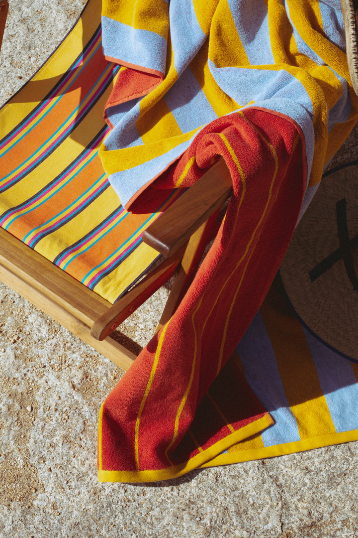 Toalla playa reversible amarillo y celeste