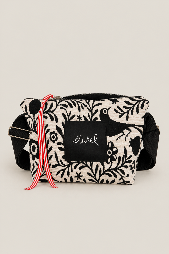 Bolso bandolera jacquard granaíno beige