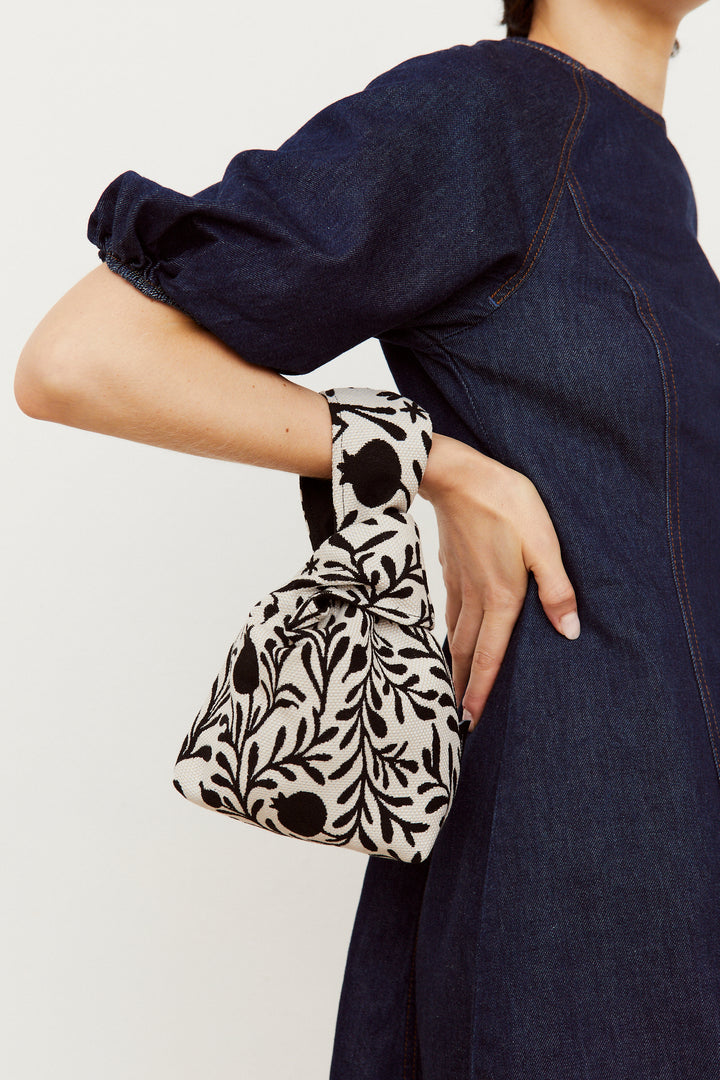 Bolso hatillo mini jacquard granaíno beige