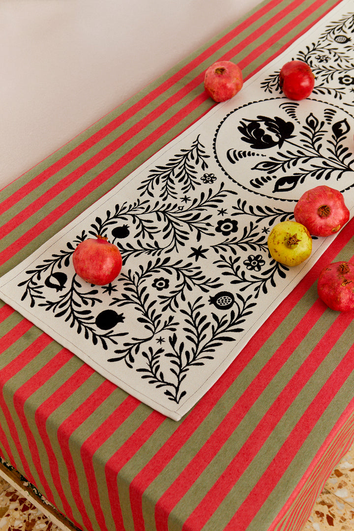 Camino de mesa jacquard granaíno beige