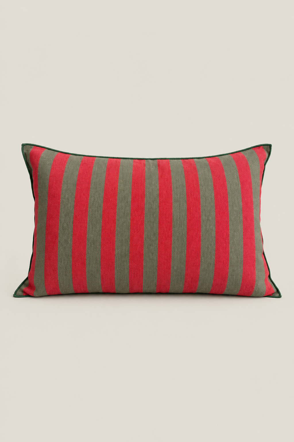 Funda cojín rayas Nazarí rojo y verde 30cmx50cm