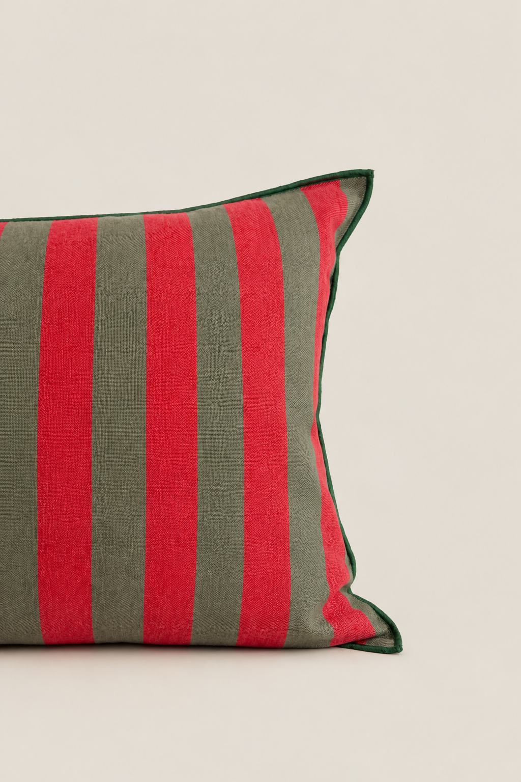 Funda cojín rayas Nazarí rojo y verde 30cmx50cm