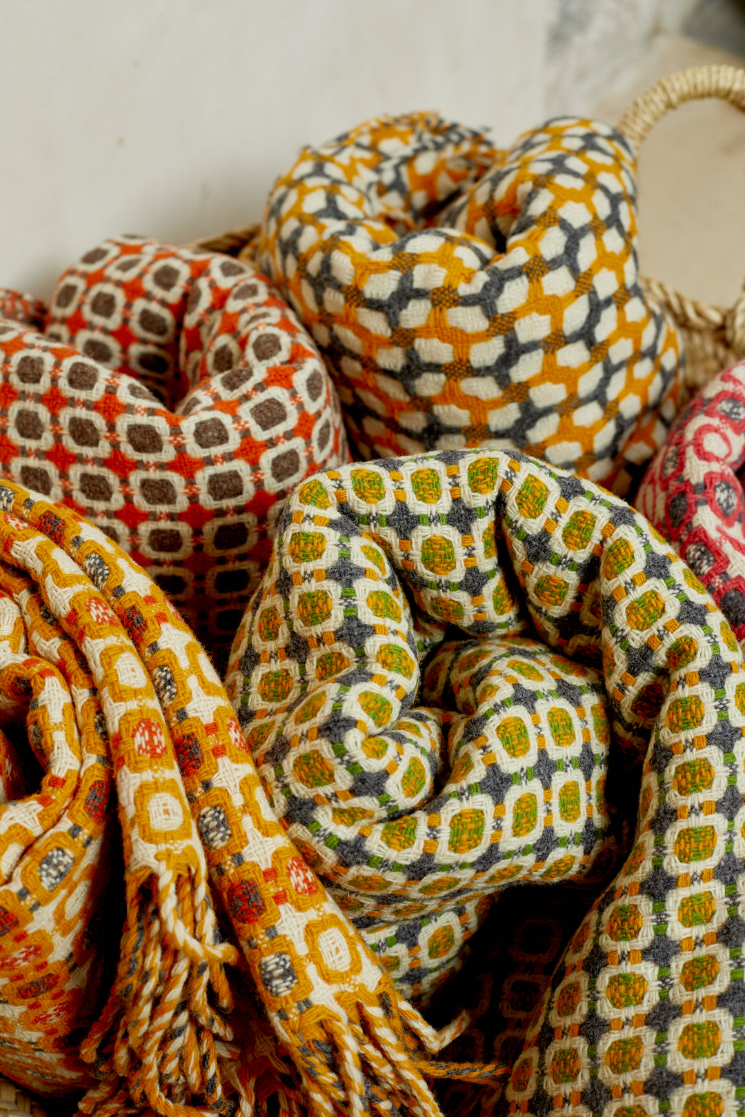 Manta 100% lana vintage espiga verde