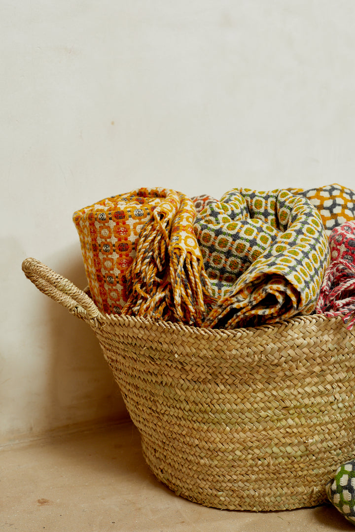 Manta 100% lana vintage espiga verde