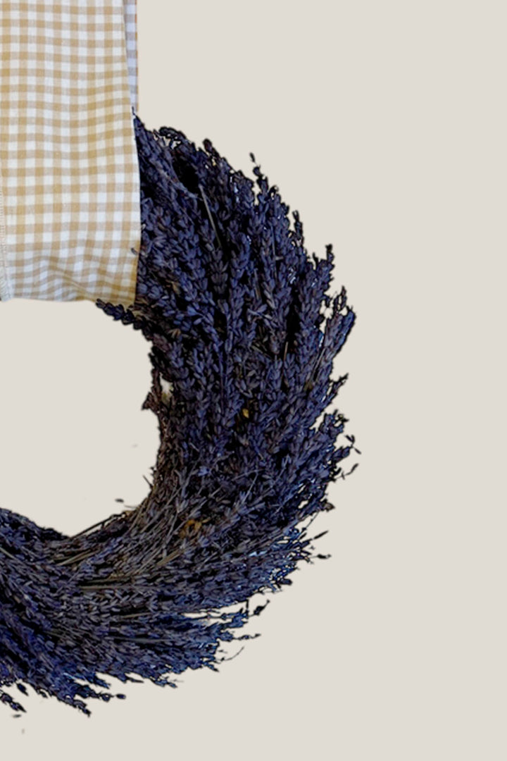 Corona lavanda natural + lazo vichy