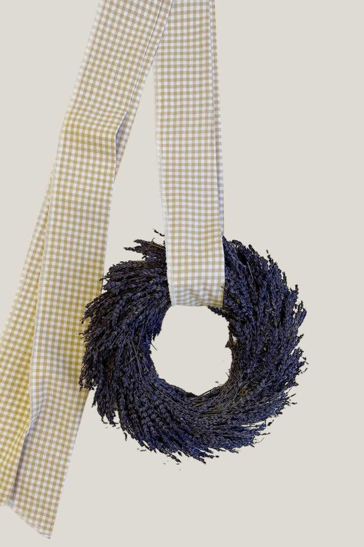 Corona lavanda natural + lazo vichy