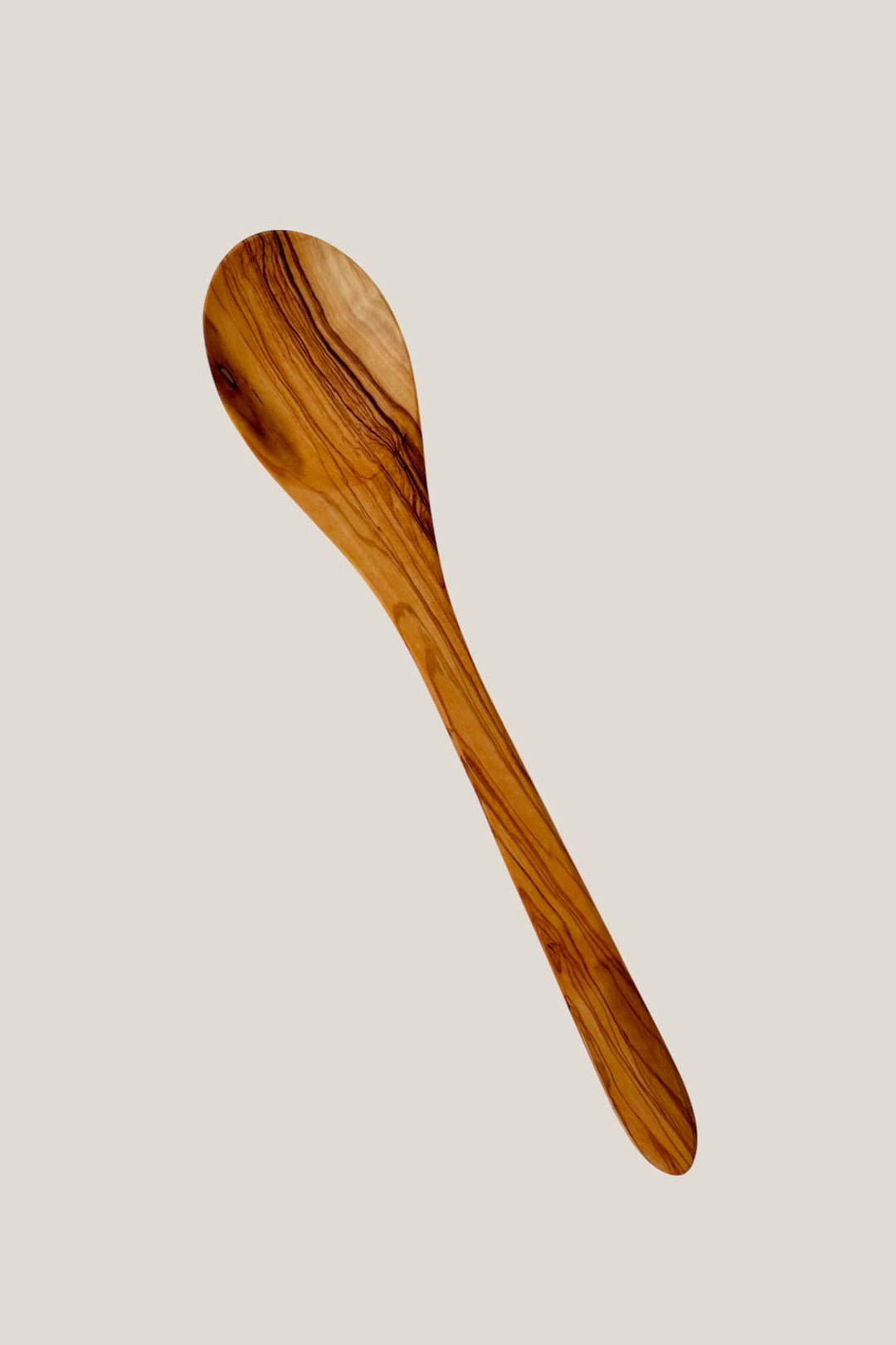 Cuchara plana alargada de madera de olivo