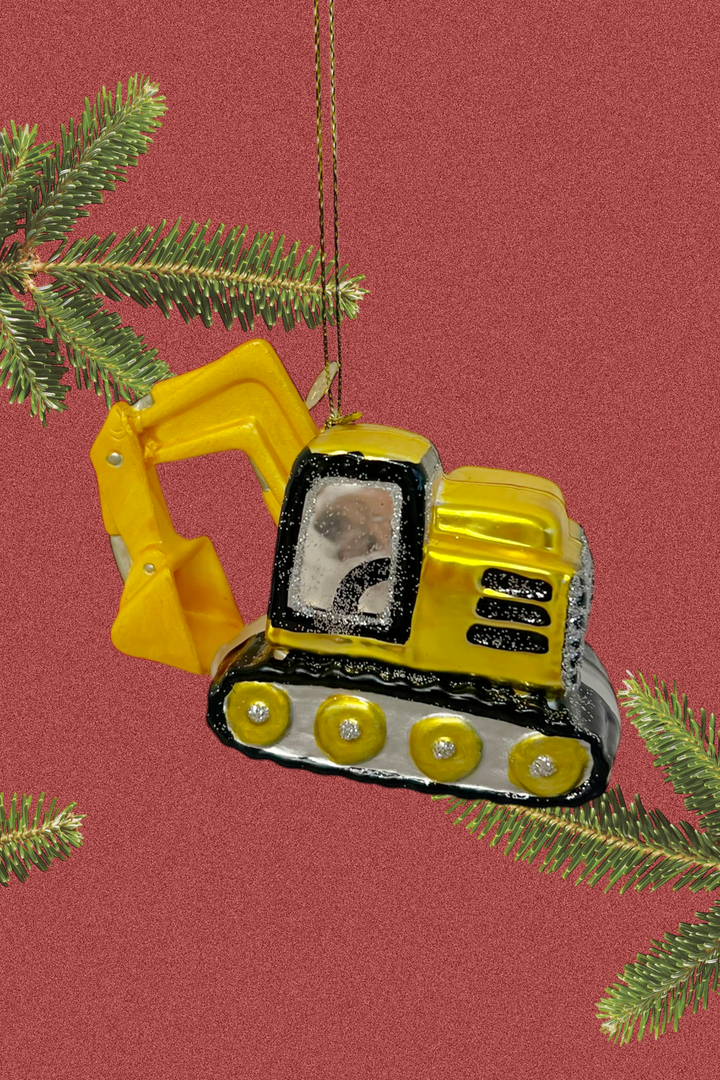 Excavadora colgante de cristal - Adorno Navidad