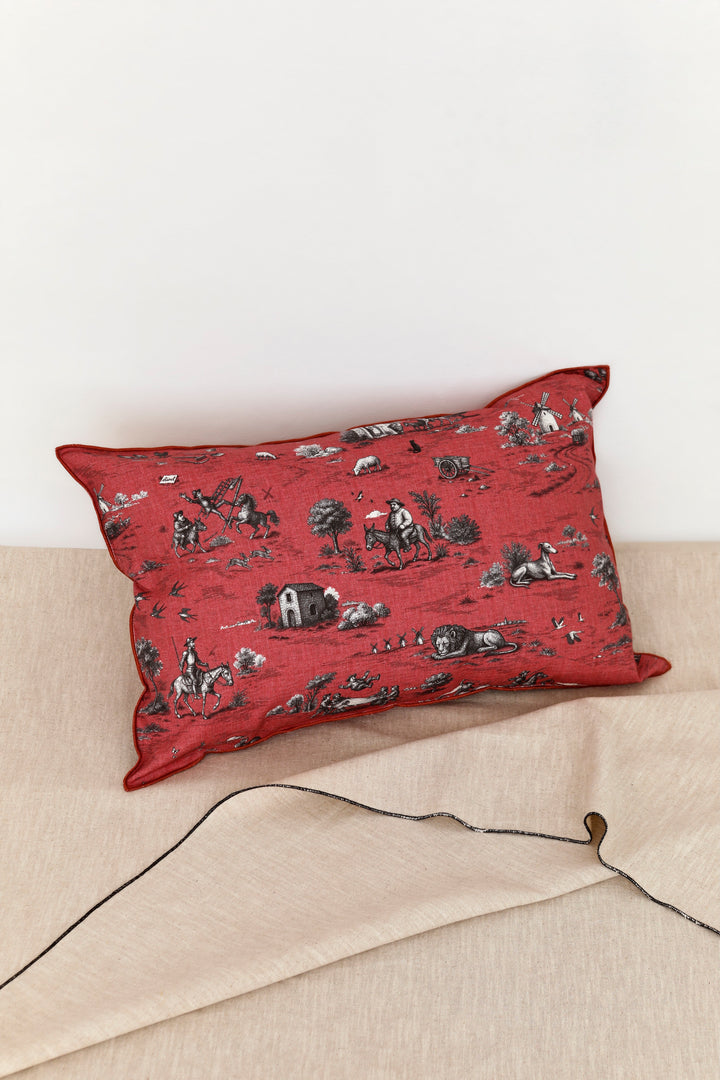 Funda cojín quijote rojo