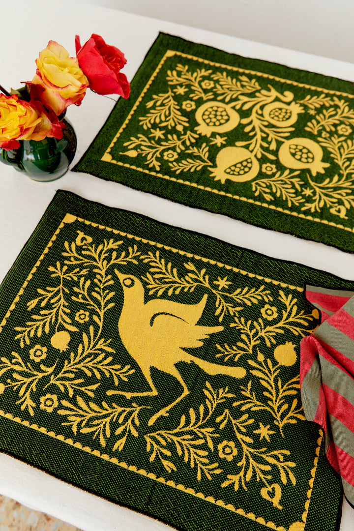 Mantel individual jacquard granaíno amarillo (pack de 2)