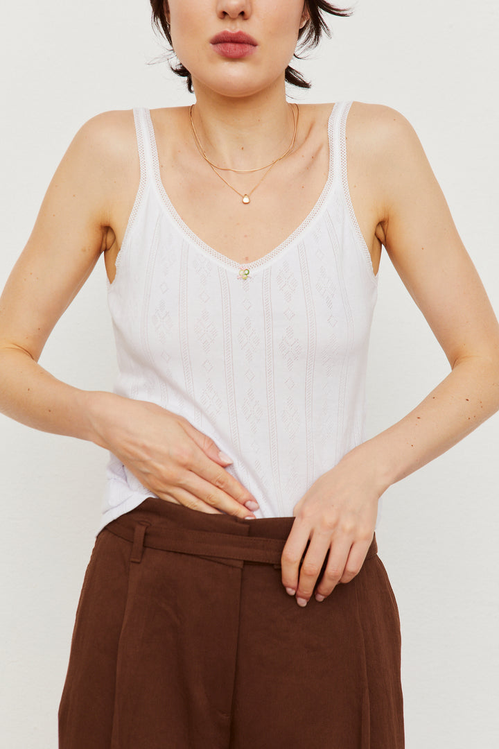 Camiseta tirantes de algodón jacquard