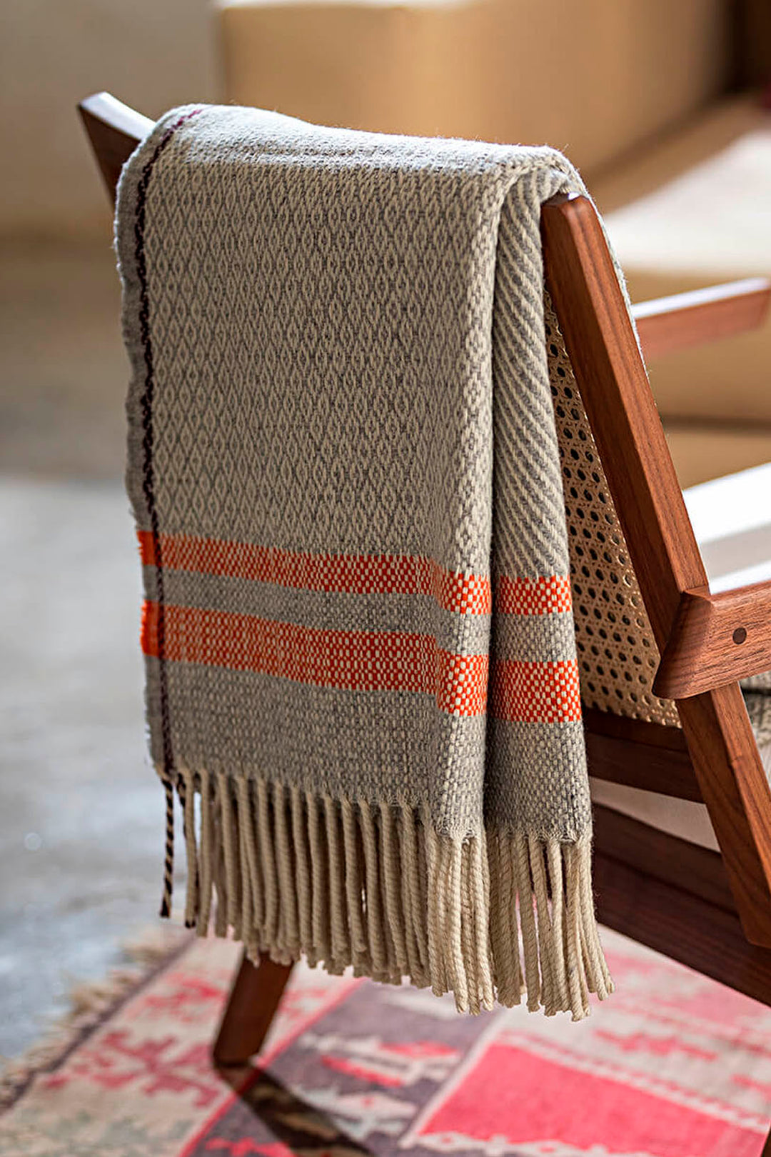 Manta 100% lana vintage serrana beige