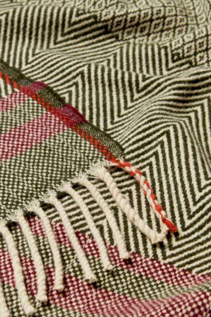 Manta 100% lana vintage serrana verde bosque