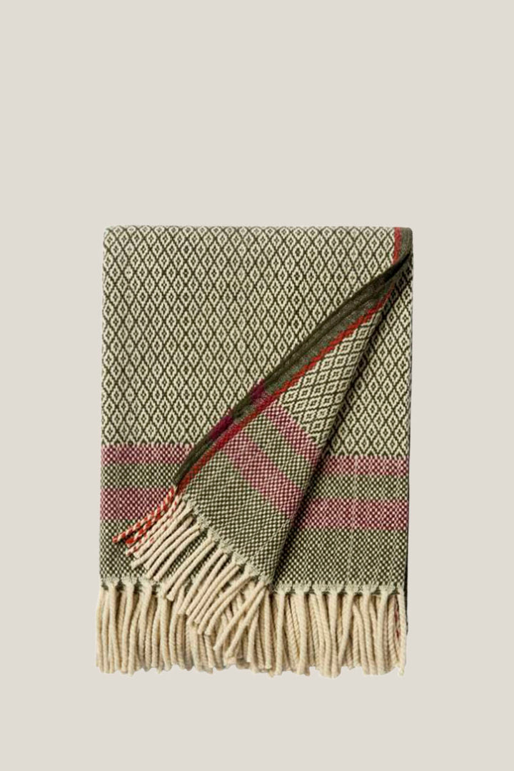 Manta 100% lana vintage serrana verde bosque