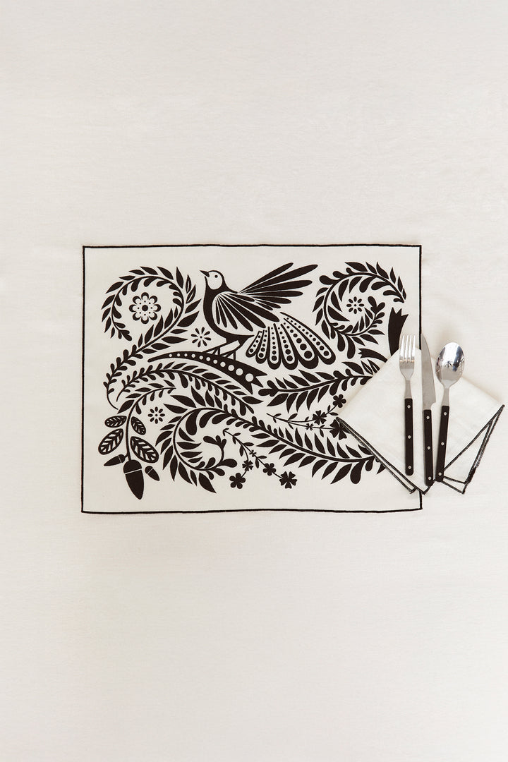 Mantel individual reversible folklore blanco (pack de 4)