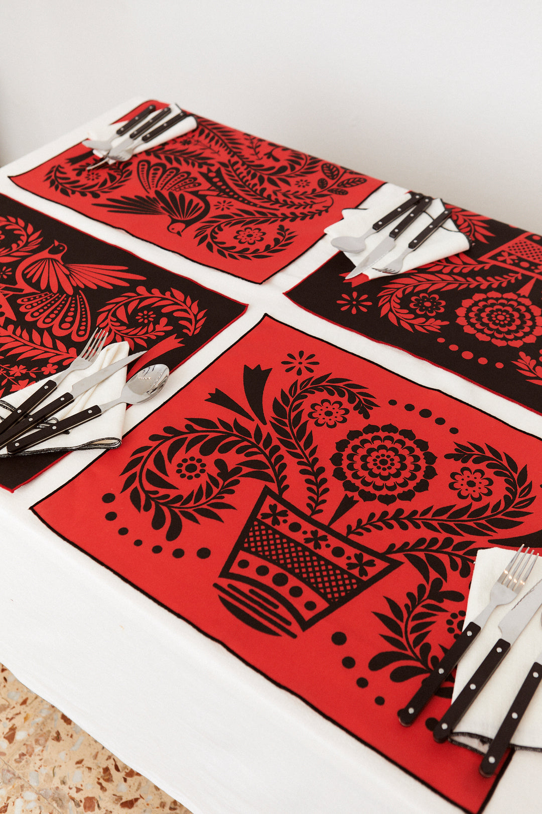 Mantel individual reversible folklore negro (pack de 4)