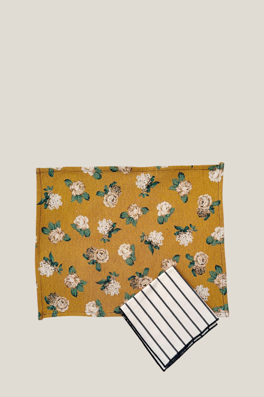Mantel individual tejido jacquard flores rosas (pack de 2)