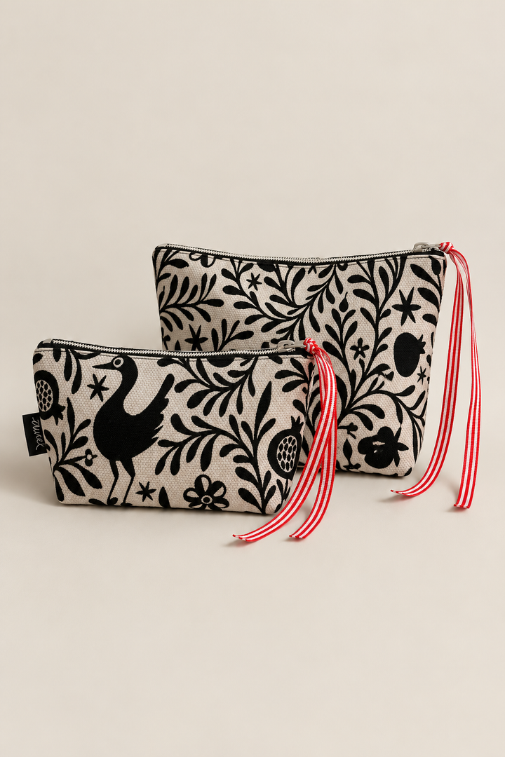 Neceser/estuche tejido jacquard granaíno beige