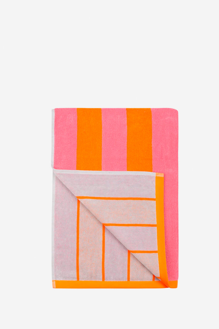 Toalla playa reversible rosa y naranja