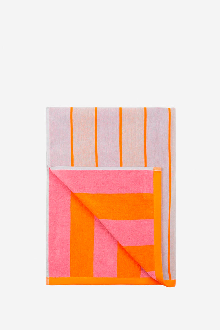 Toalla playa reversible rosa y naranja