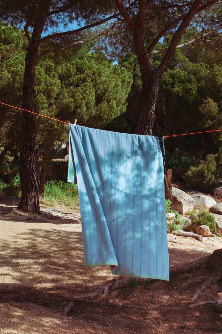 Toalla playa reversible menta y salmón