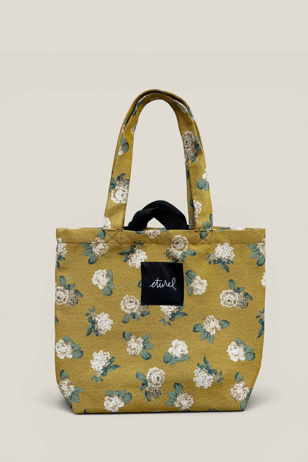 Tote bag tejido jacquard flores rosas