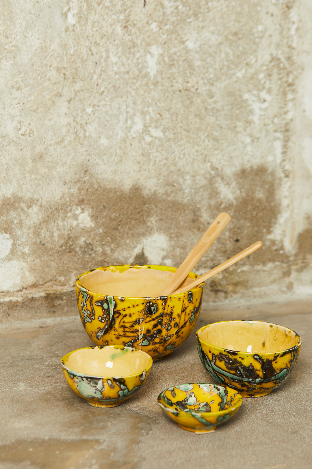 Set de cuencos cerámica artesanal amarillo