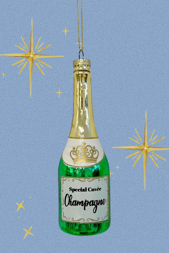 Botella de champán colgante de cristal - Adorno Navidad