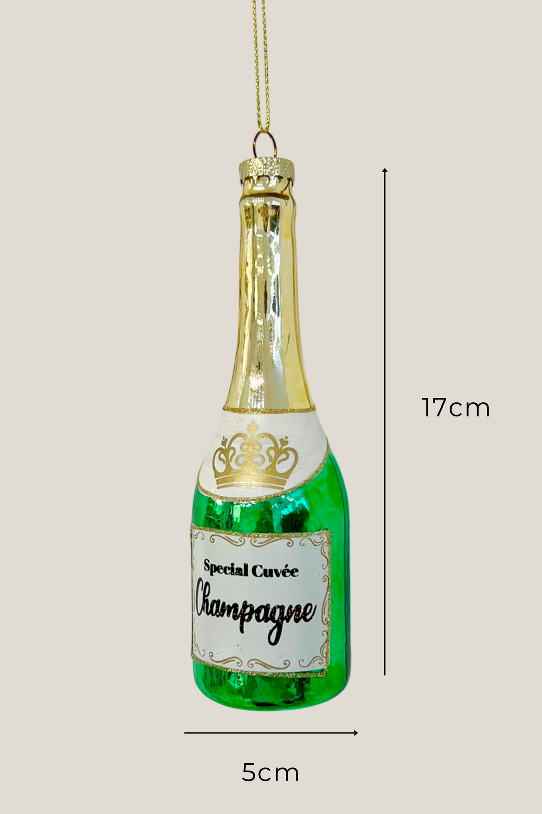 Botella de champán colgante de cristal - Adorno Navidad