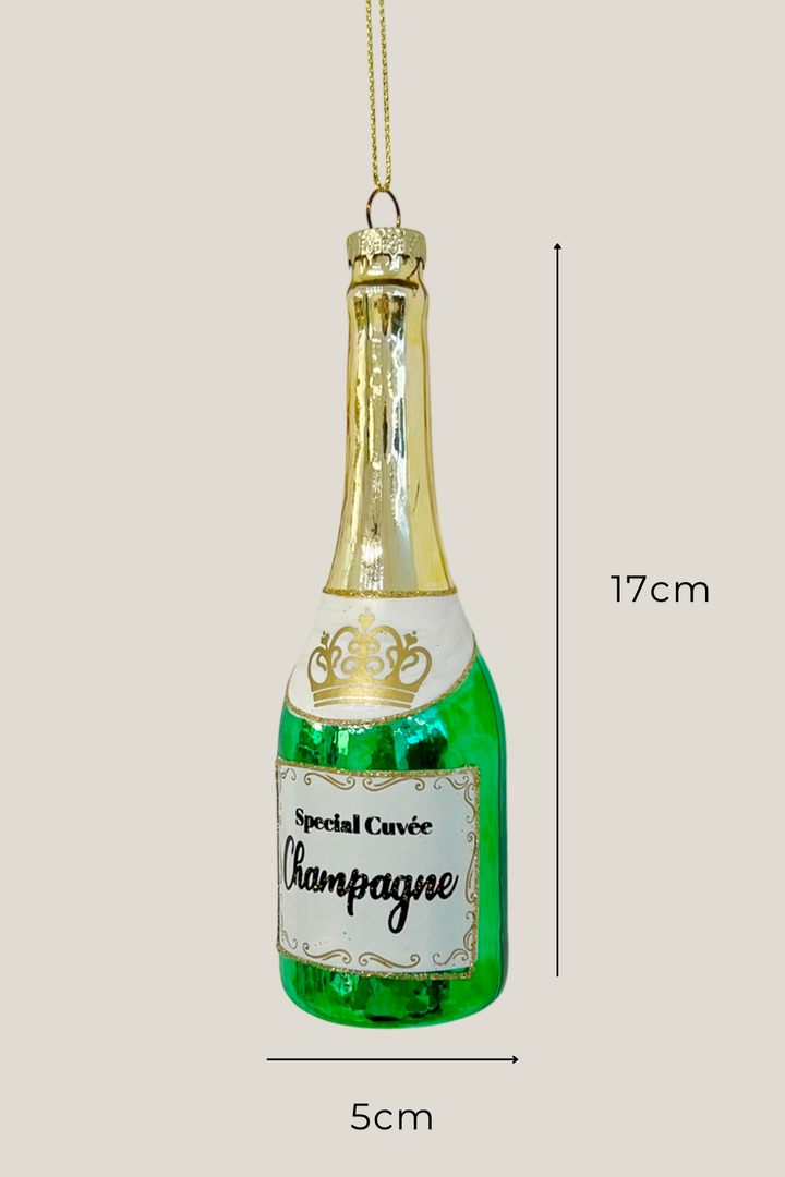 Botella de champán colgante de cristal - Adorno Navidad