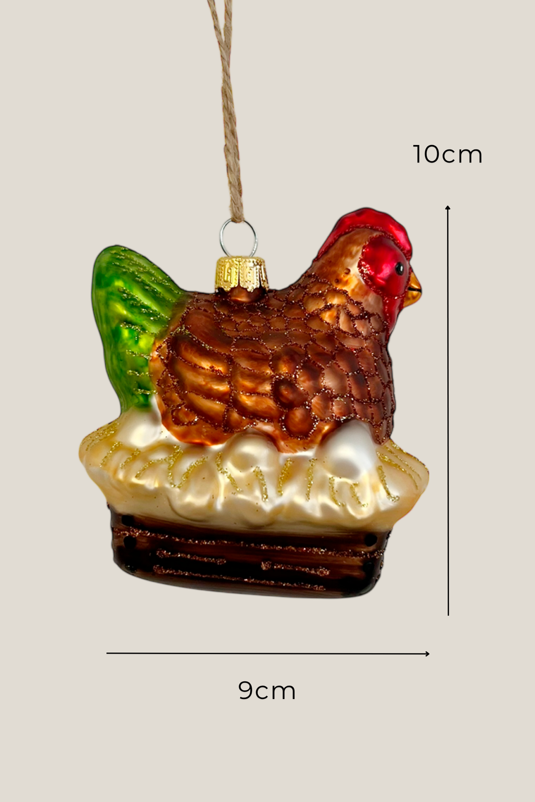 Gallina de corral colgante de cristal - Adorno Navidad