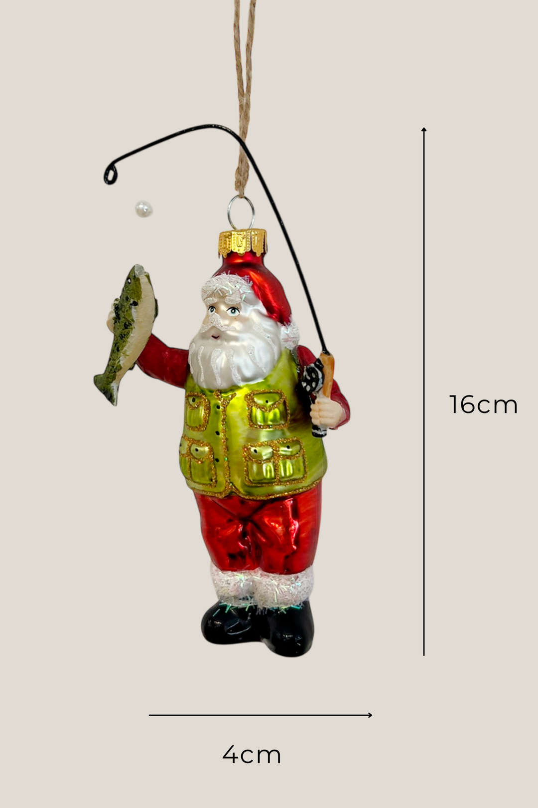 Papá Noel pescando colgante de cristal - Adorno Navidad