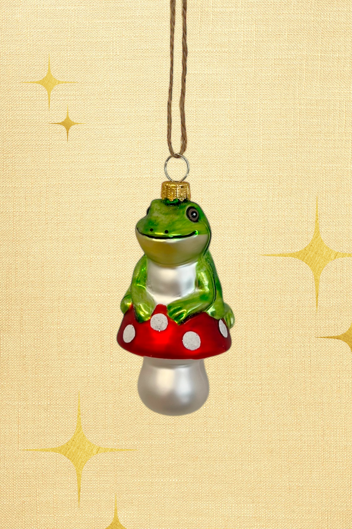 Rana sobre seta colgante de cristal - Adorno Navidad