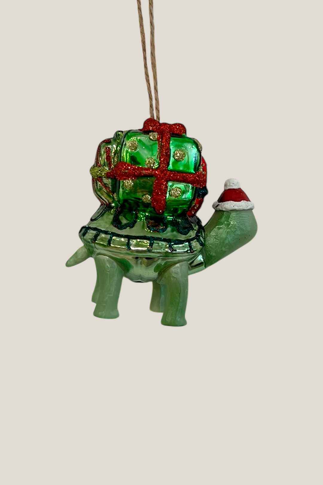 Tortuga con regalos colgante de cristal - Adorno Navidad