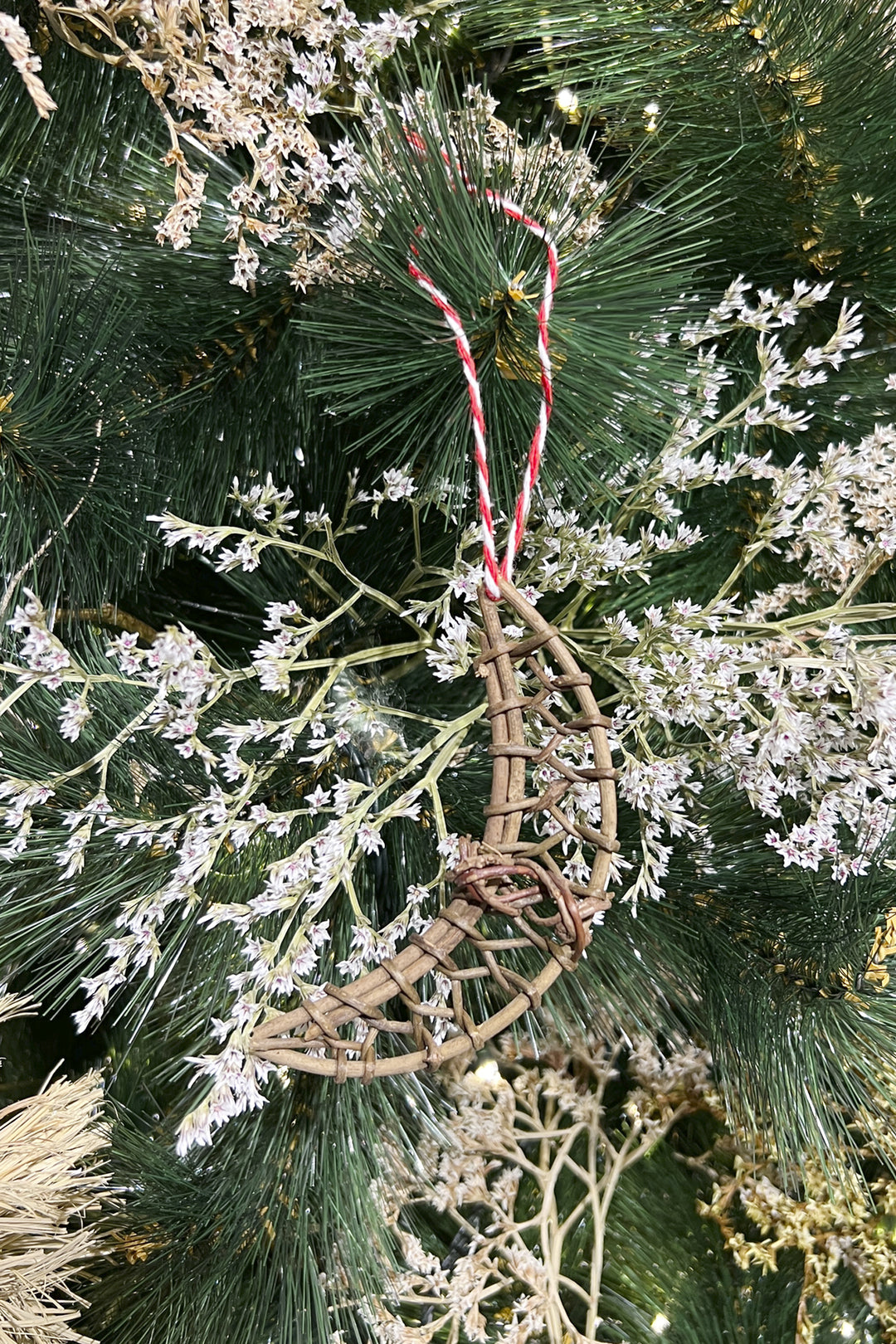 Adorno navidad mimbre luna